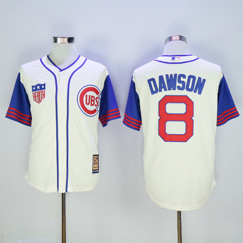 Men Chicago Cubs #8 Dawson Cream Throwback 1942 MLB Jerseys->chicago cubs->MLB Jersey